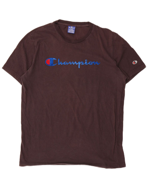 Champion Mens Graphic T-Shirt Top Large Brown