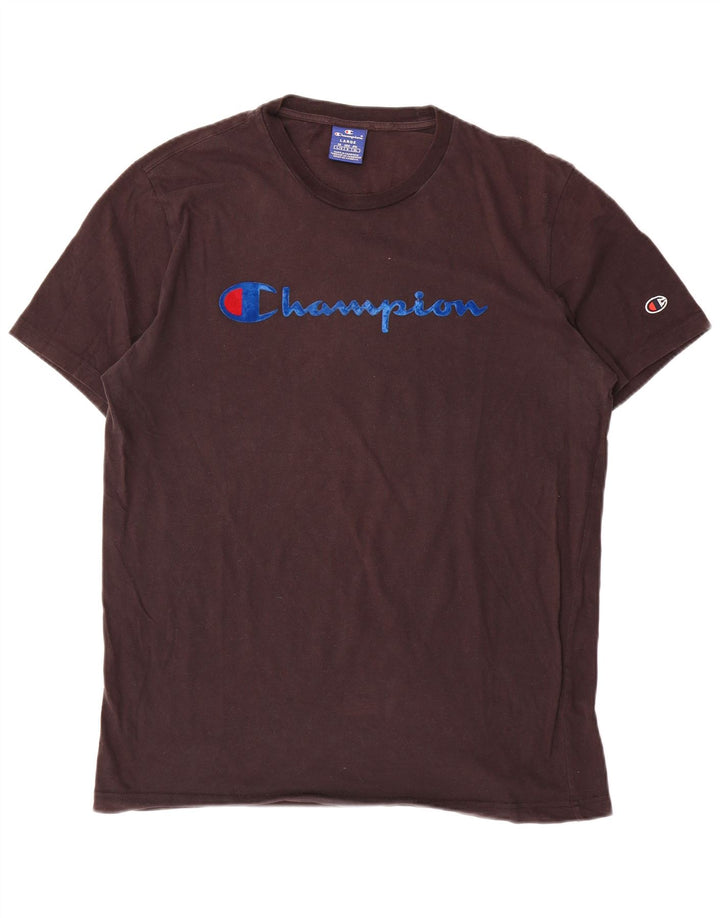 Champion Mens Graphic T-Shirt Top Large Brown