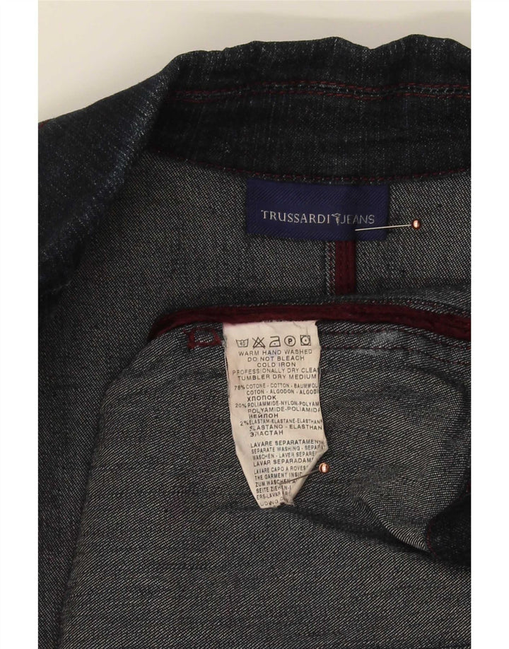 Trussardi Jeans Womens 3 Button Denim Blazer Jacket IT 46 Large Navy Blue