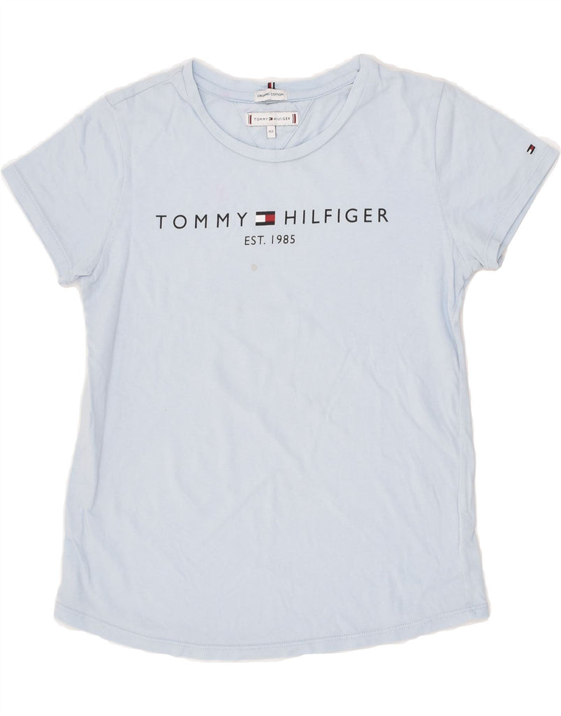 TOMMY HILFIGER Girls Graphic T-Shirt Top 11-12 Years Blue Cotton | Vintage Tommy Hilfiger | Thrift | Second-Hand Tommy Hilfiger | Used Clothing | Messina Hembry 