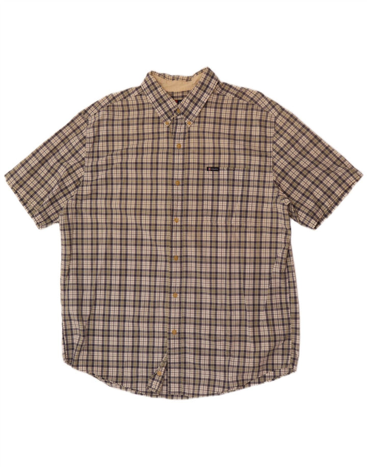 Chaps Mens Short Sleeve Regular Fit Shirt XL Multicoloured Check Cotton