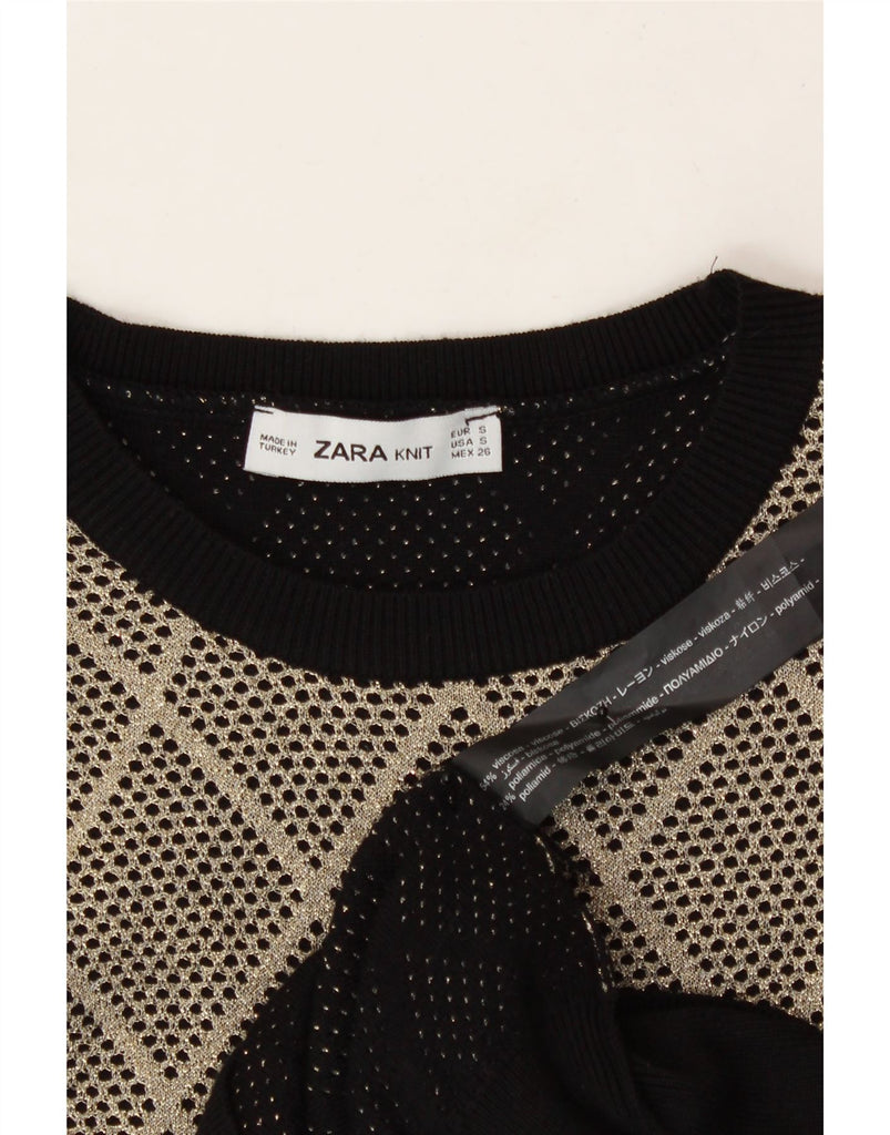 ZARA Womens Crew Neck Jumper Sweater UK 10 Small Grey Argyle/Diamond Vintage Zara and Second-Hand Zara from Messina Hembry 