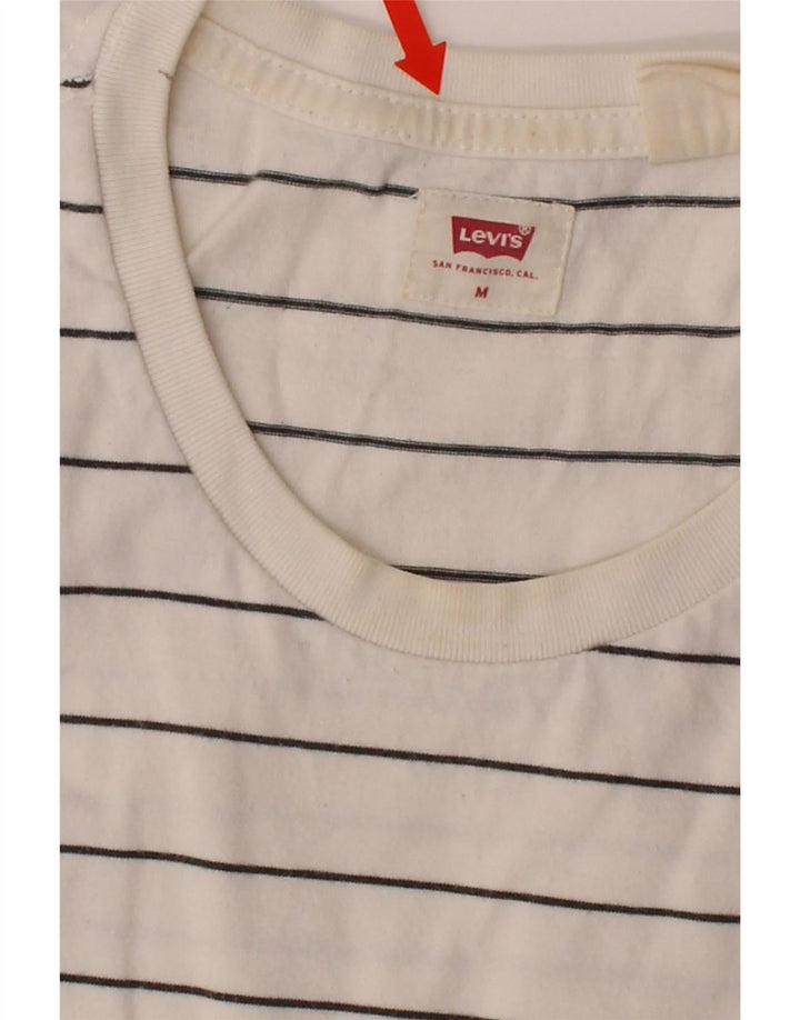 LEVI'S Mens T-Shirt Top Medium White Striped Cotton Vintage Levi's and Second-Hand Levi's from Messina Hembry 