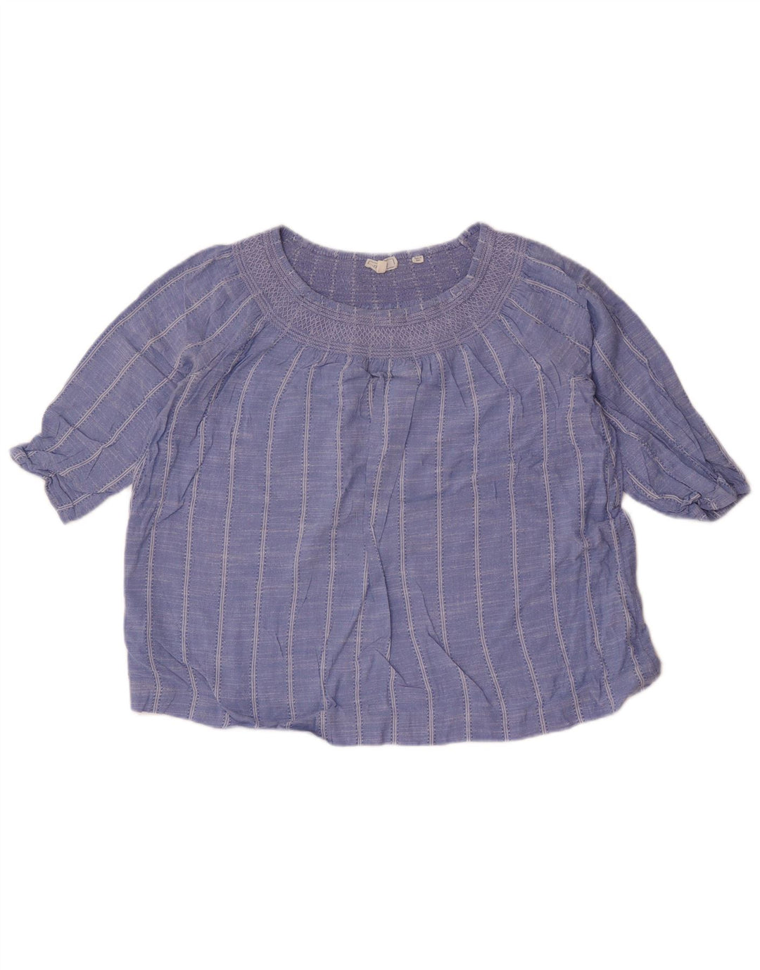 Fat Face Womens Crop Oversized Top 3/4 Sleeve UK 10 Small Blue Striped