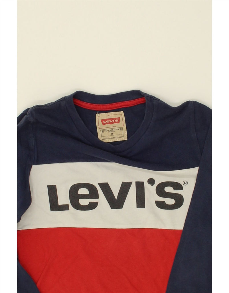 LEVI'S Boys Graphic Top Long Sleeve 9-10 Years Navy Blue Colourblock | Vintage Levi's | Thrift | Second-Hand Levi's | Used Clothing | Messina Hembry 