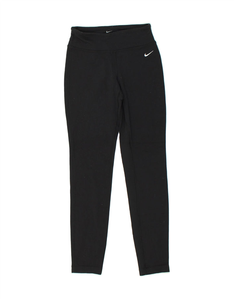 NIKE Womens Dri Fit Tracksuit Trousers UK 6 XS Black Nylon | Vintage Nike | Thrift | Second-Hand Nike | Used Clothing | Messina Hembry 