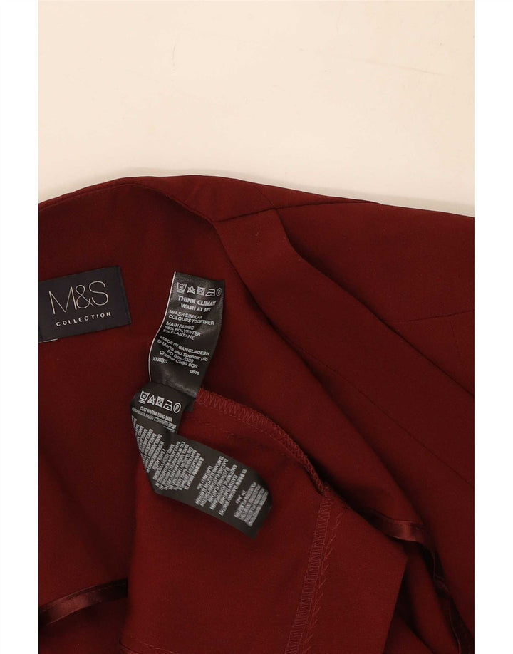 Marks & Spencer Womens Open Blazer Jacket UK 8 Small Burgundy Polyester