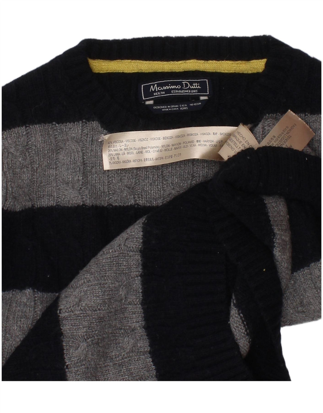 Massimo Dutti Boys Crew Neck Jumper Sweater 5-6 Years Navy Blue Striped