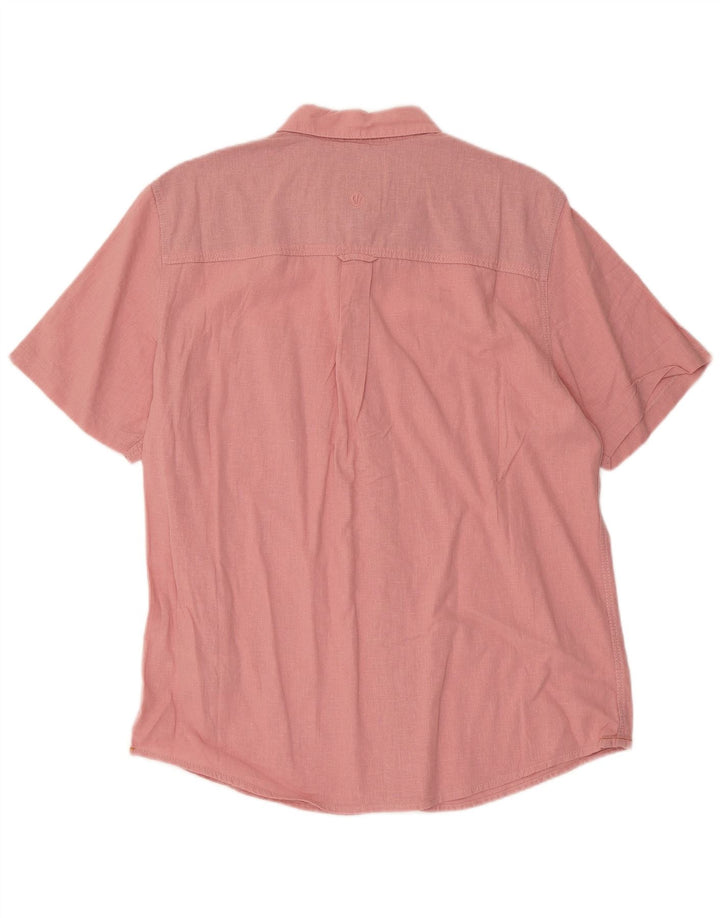 Fat Face Mens Short Sleeve Shirt Medium Pink Linen