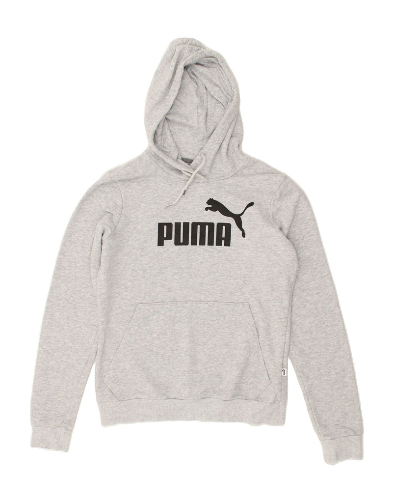 PUMA Womens Graphic Hoodie Jumper UK 10 Small   Grey Cotton | Vintage Puma | Thrift | Second-Hand Puma | Used Clothing | Messina Hembry 