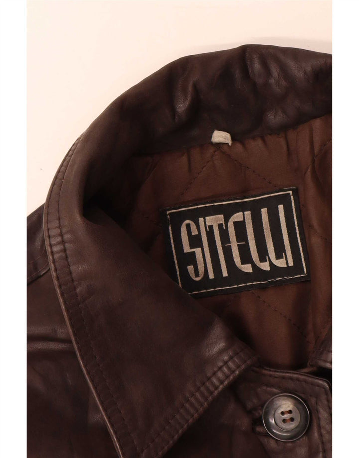 Sitelli Womens Leather Jacket UK 12 Medium Brown