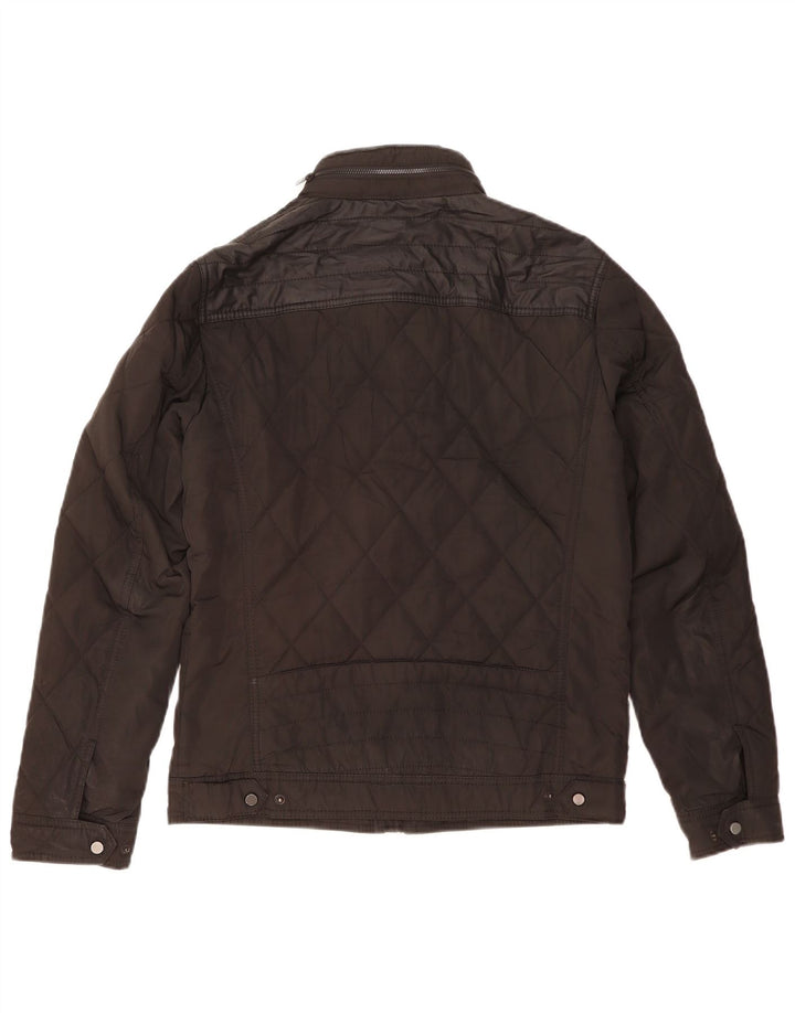 ZARA Mens Hooded Quilted Jacket UK 38 Medium Black