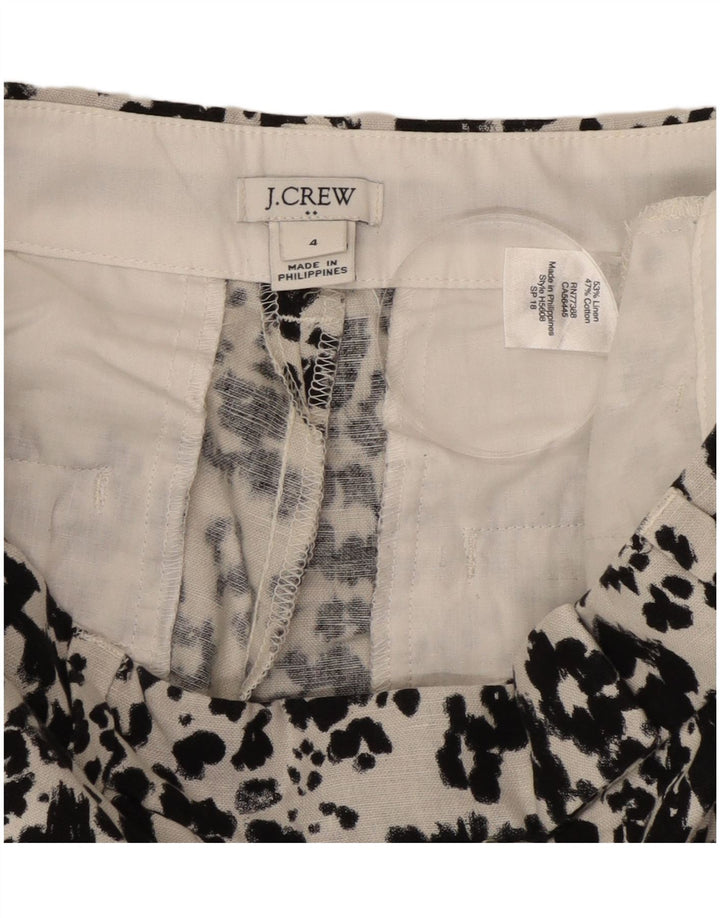 J. Crew Womens Hot Pants US 4 Small W27 White Animal Print Linen