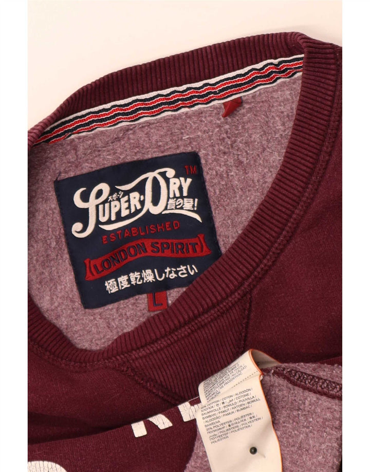 Superdry Mens Graphic Sweatshirt Jumper Large Maroon Cotton
