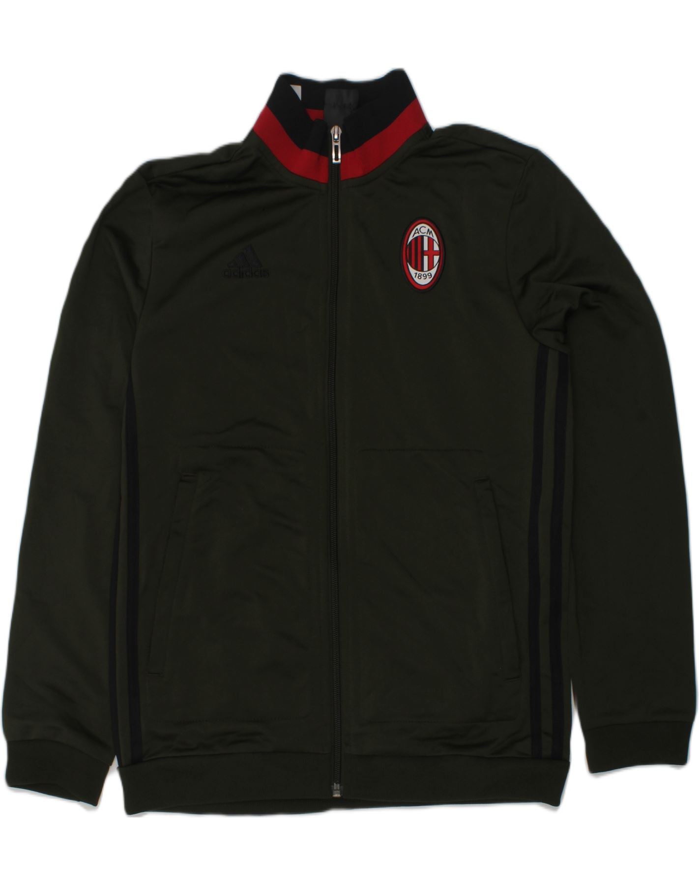 ADIDAS Boys AC Milan Graphic Tracksuit Top Jacket 11-12 Years Khaki, Vintage & Second-Hand Clothing Online