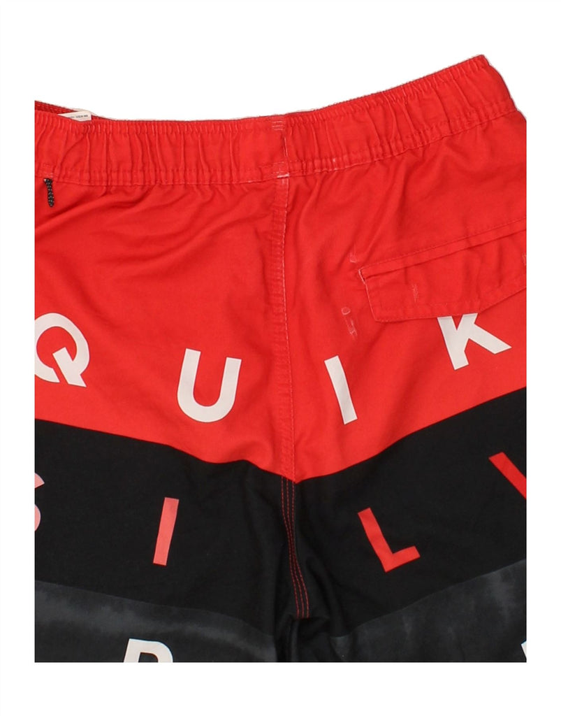 QUIKSILVER Mens Graphic Sport Shorts XS Red Colourblock Polyester | Vintage Quiksilver | Thrift | Second-Hand Quiksilver | Used Clothing | Messina Hembry 
