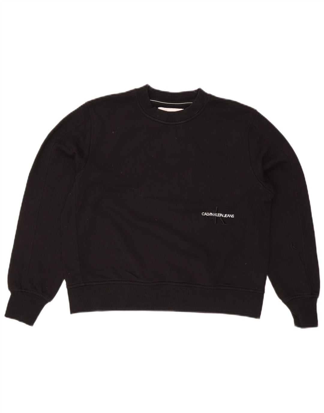 Calvin Klein Jeans Womens Oversized Sweatshirt Jumper UK 10 Small Black