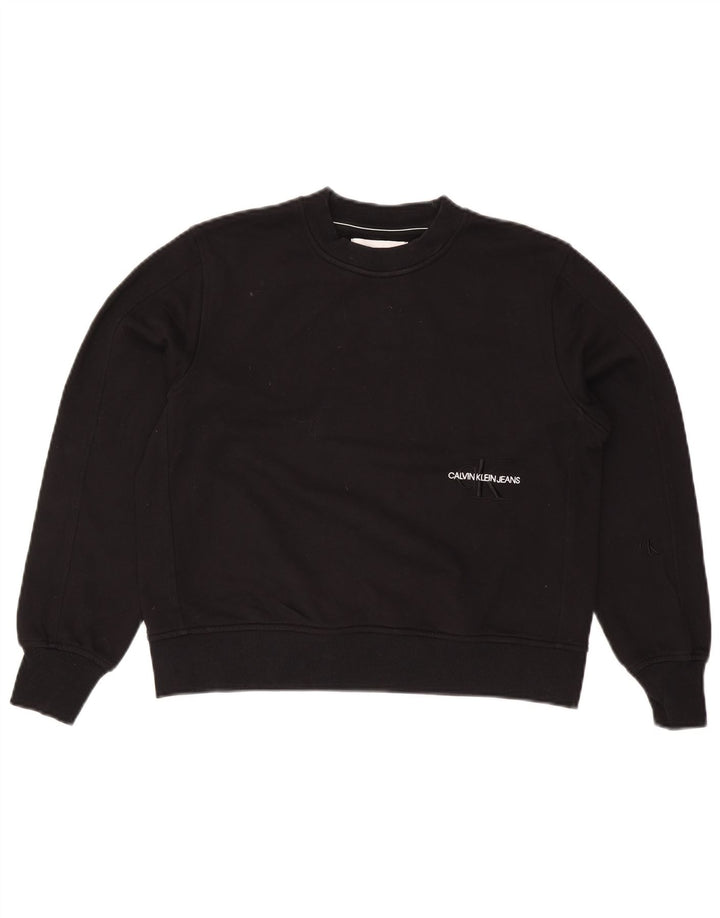 Calvin Klein Jeans Womens Oversized Sweatshirt Jumper UK 10 Small Black