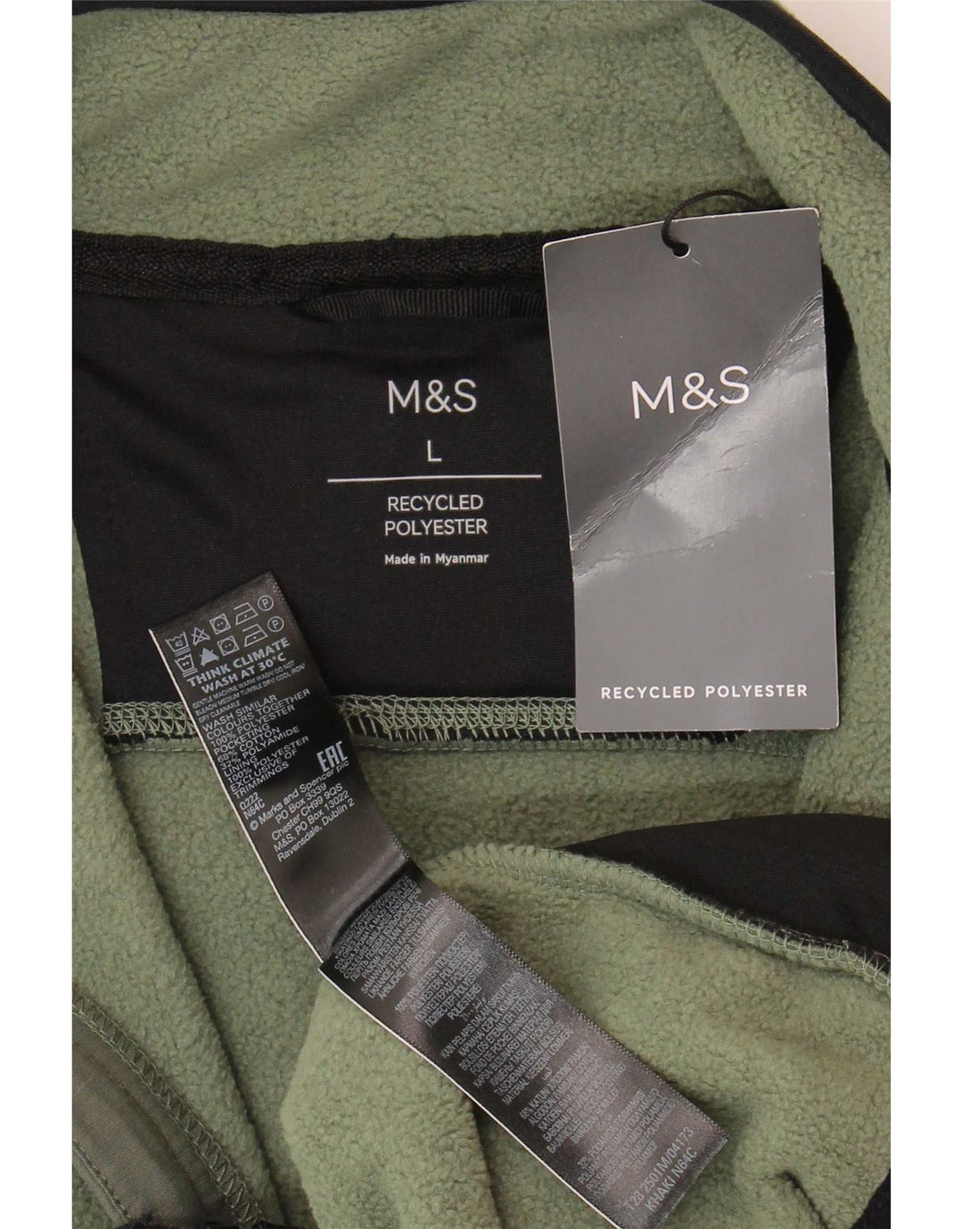 Marks & Spencer Mens Fleece Gilet UK 40 Large Green Polyester