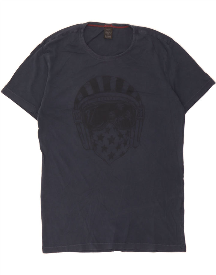 REPLAY Mens Graphic T-Shirt Top Medium Navy Blue Cotton Vintage Replay and Second-Hand Replay from Messina Hembry 