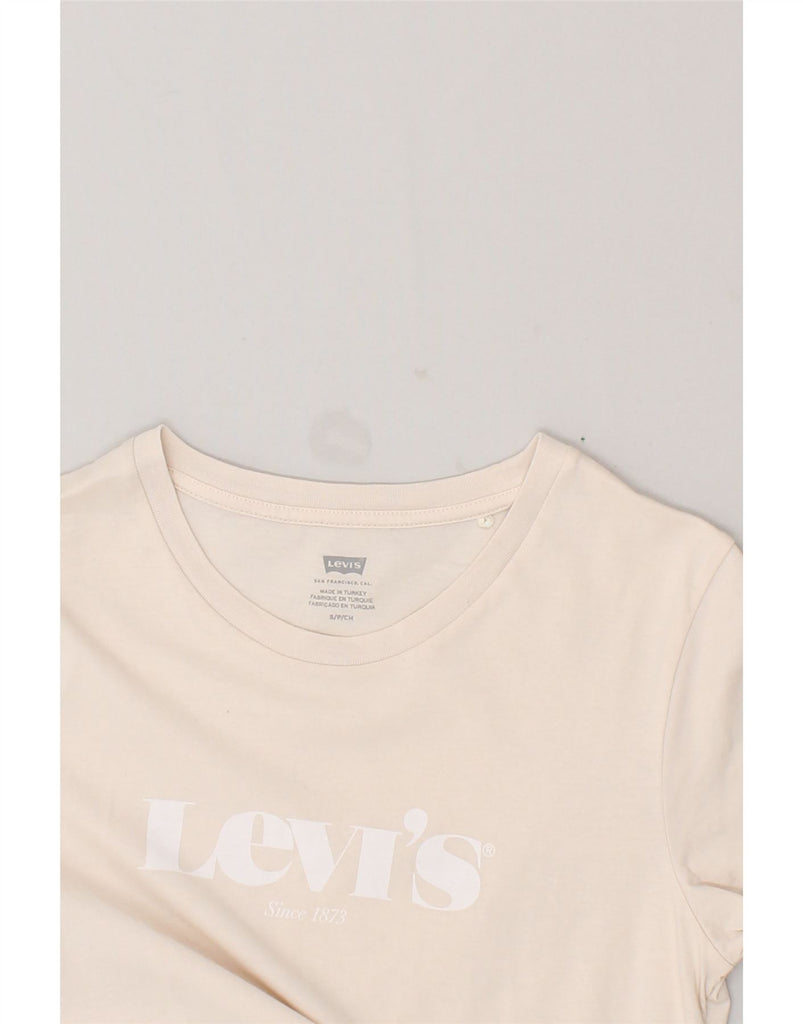 LEVI'S Womens Graphic T-Shirt Top UK 10 Small Off White Cotton | Vintage Levi's | Thrift | Second-Hand Levi's | Used Clothing | Messina Hembry 