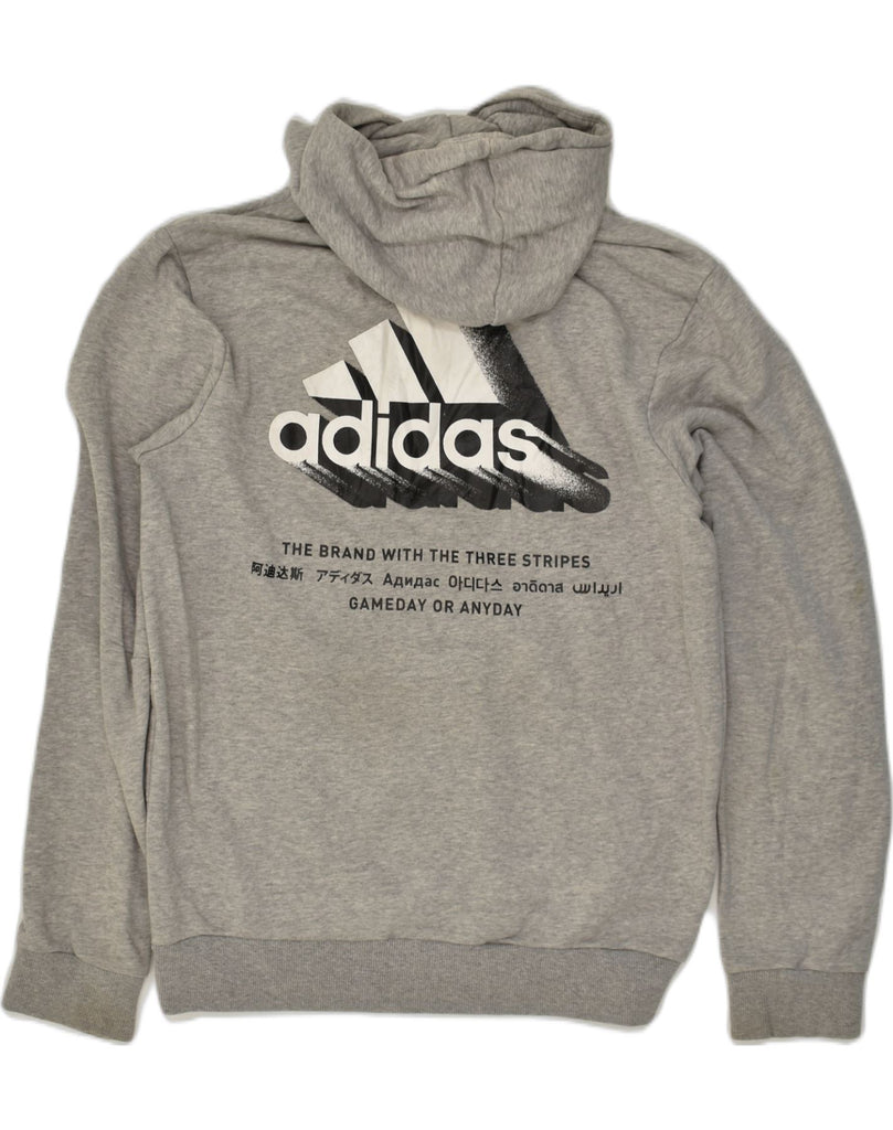 ADIDAS Mens Graphic Hoodie Jumper Medium Grey | Vintage Adidas | Thrift | Second-Hand Adidas | Used Clothing | Messina Hembry 