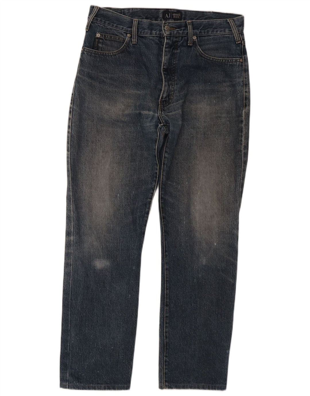 Armani Mens Straight Jeans W34 L28 Navy Blue Cotton