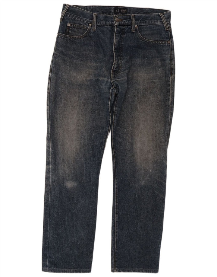 Armani Mens Straight Jeans W34 L28 Navy Blue Cotton