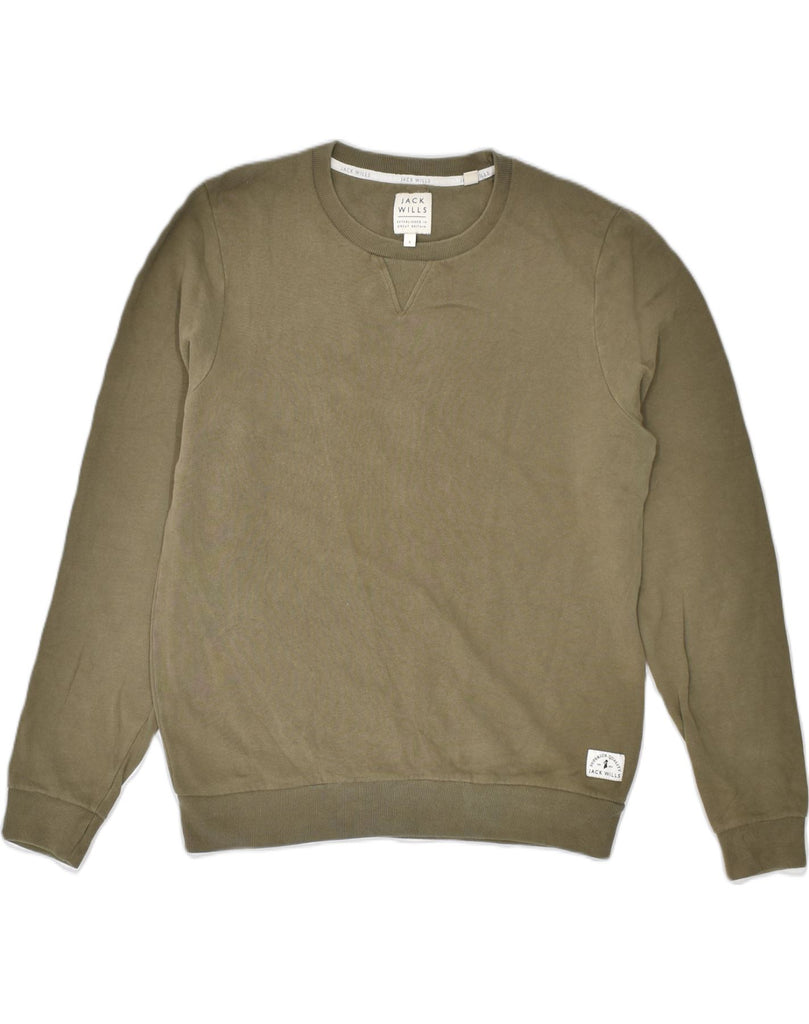 JACK WILLS Mens Sweatshirt Jumper Small Khaki Cotton | Vintage | Thrift | Second-Hand | Used Clothing | Messina Hembry 