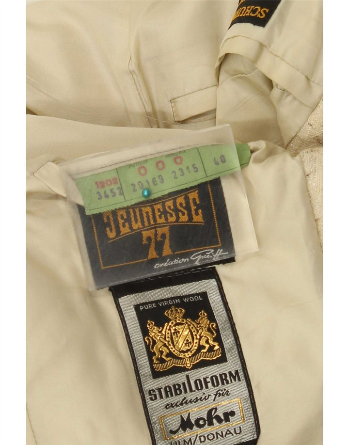 Vintage Mens 3 Button Blazer Jacket IT 48 Medium Beige Flecked Virgin Wool