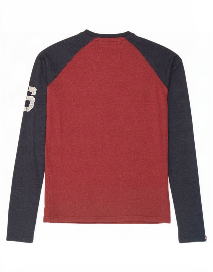 Superdry Mens Graphic Top Long Sleeve Medium Red Colourblock Cotton