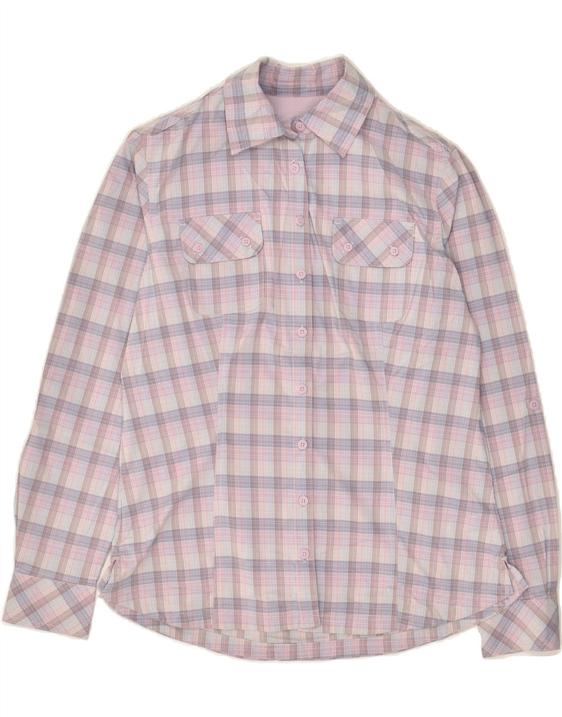 EDDIE BAUER Womens Shirt UK 14 Medium Pink Check Polyester | Vintage Eddie Bauer | Thrift | Second-Hand Eddie Bauer | Used Clothing | Messina Hembry 