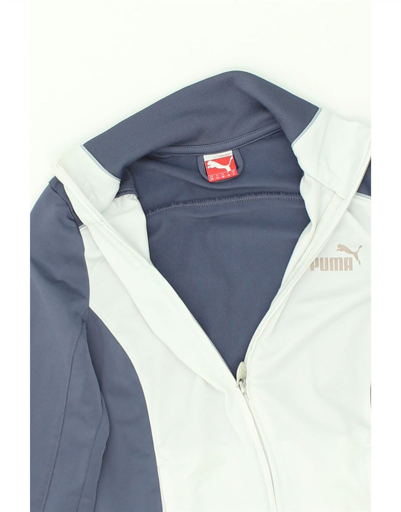 PUMA Girls Tracksuit Top Jacket 7-8 Years Navy Blue Colourblock | Vintage Puma | Thrift | Second-Hand Puma | Used Clothing | Messina Hembry 