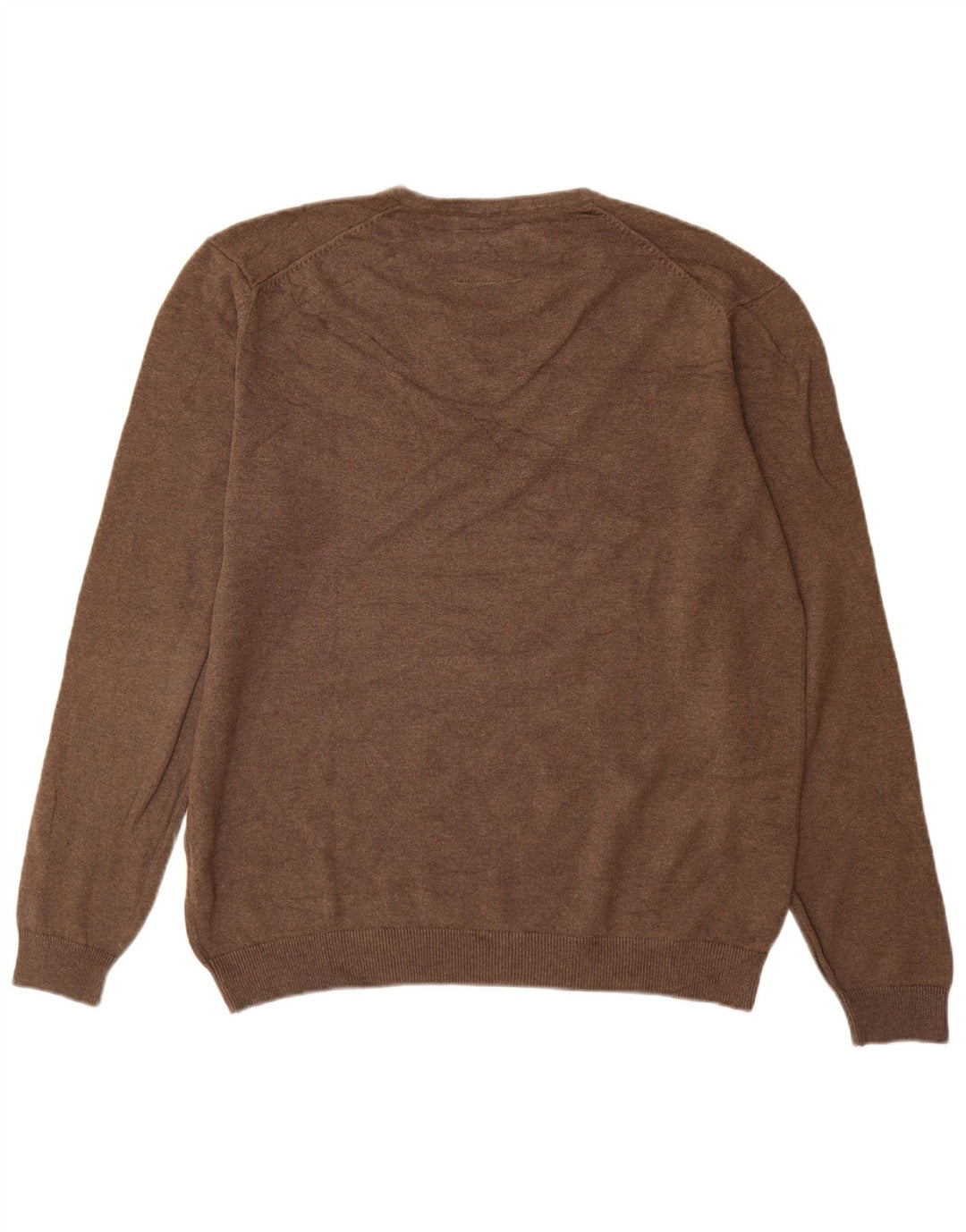 Angelo Litrico Mens V-Neck Jumper Sweater XL Brown Cotton