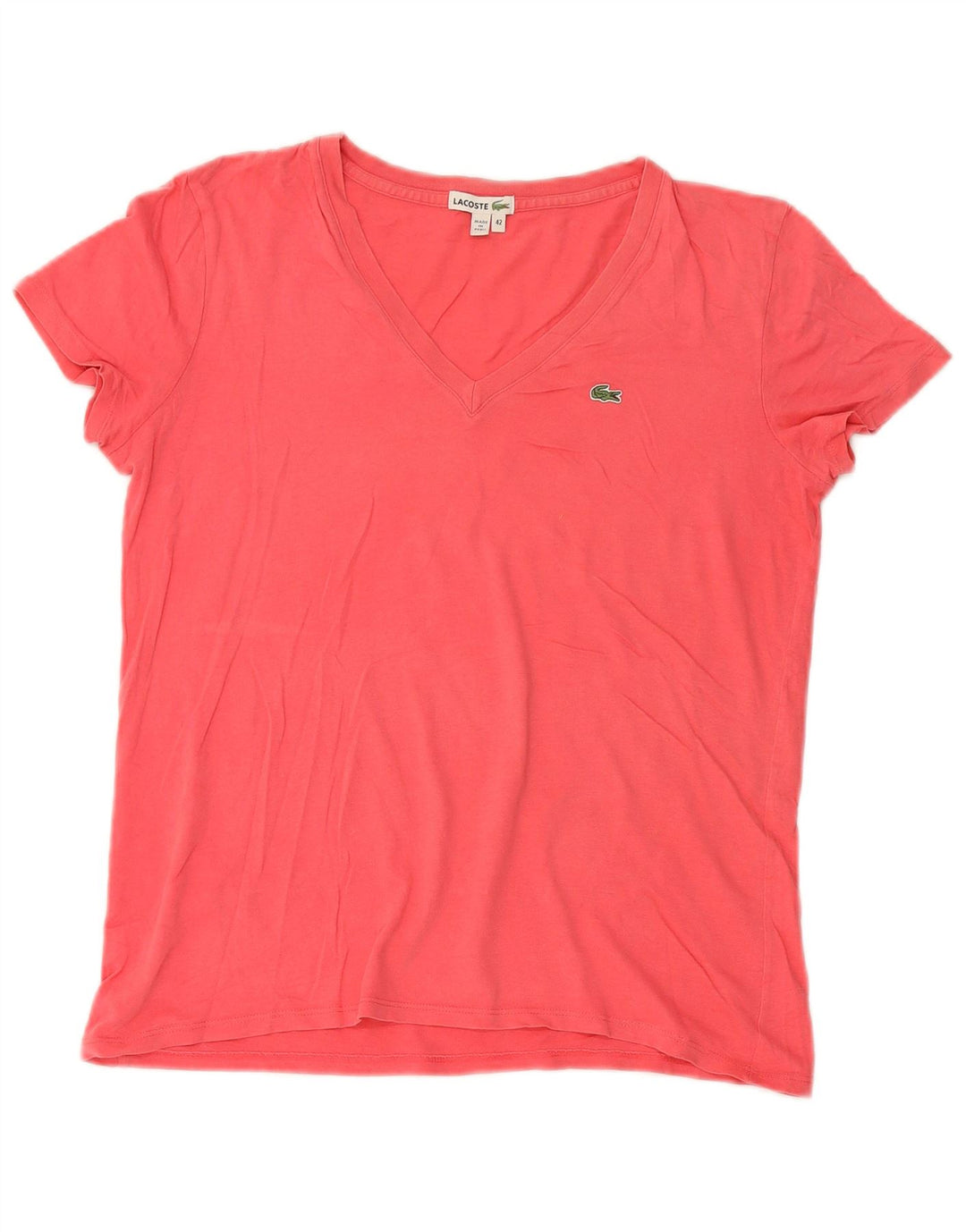 Lacoste Womens T-Shirt Top Size 42 Large Pink Cotton