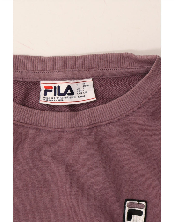 FILA Womens Oversized Sweatshirt Jumper UK 10 Small Purple Cotton Vintage Fila and Second-Hand Fila from Messina Hembry 