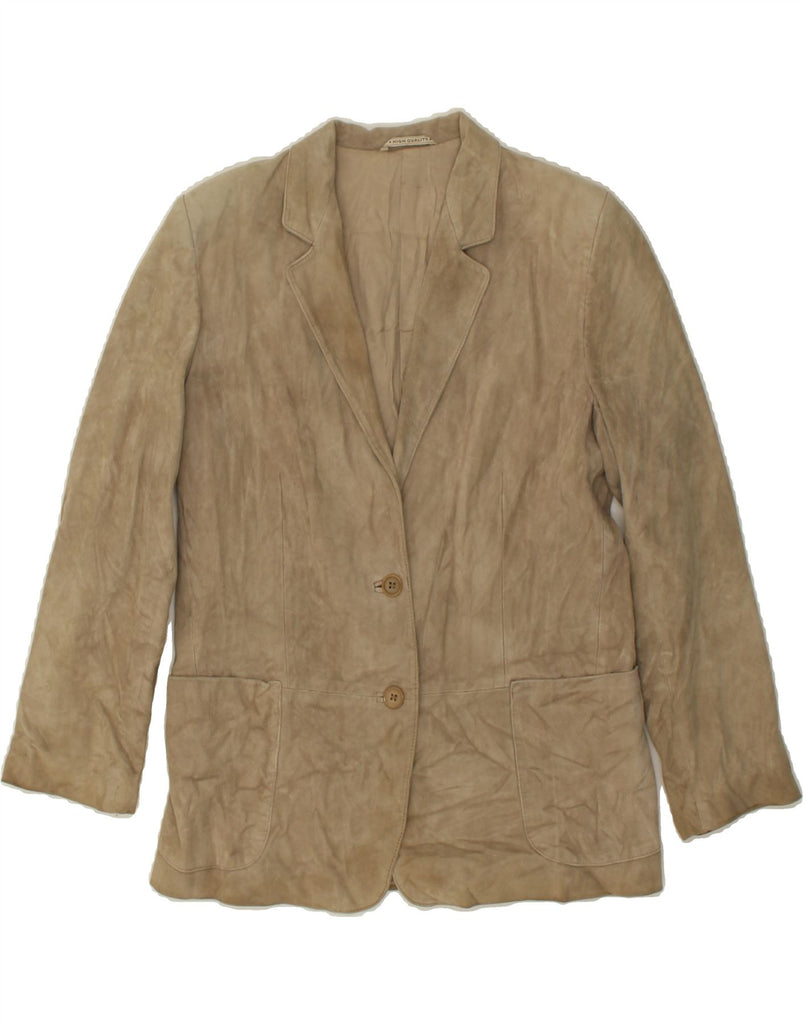 VINTAGE Womens Suede 2 Button Blazer Jacket UK 14 Large Beige | Vintage Vintage | Thrift | Second-Hand Vintage | Used Clothing | Messina Hembry 