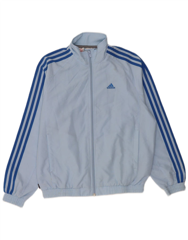 Adidas Boys Tracksuit Top Jacket 13-14 Years Blue Polyester