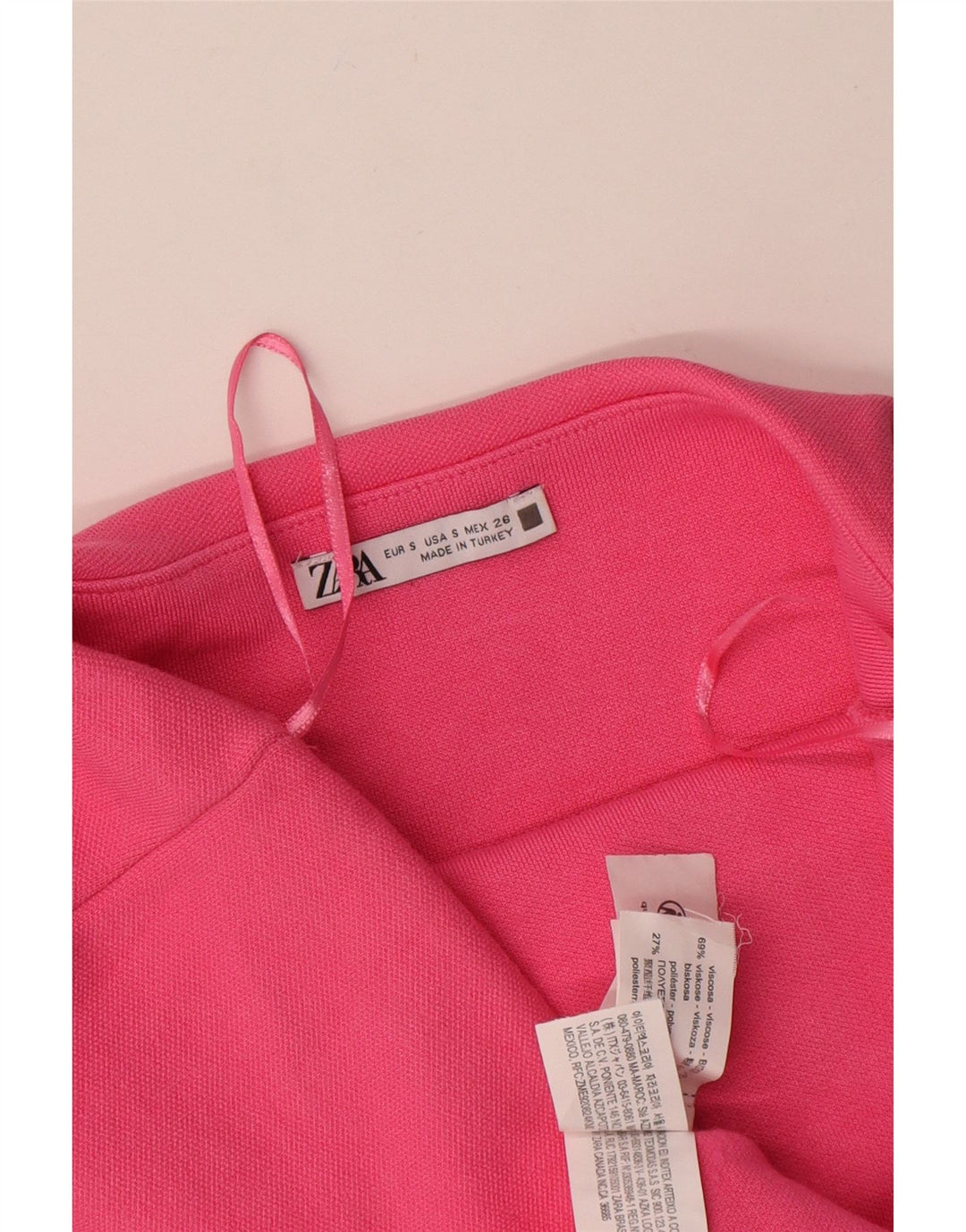 Zara Womens Strapless Dress UK 8 Small Pink Viscose
