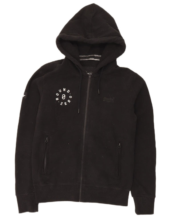 Superdry Mens Zip Hoodie Sweater Medium Black Cotton