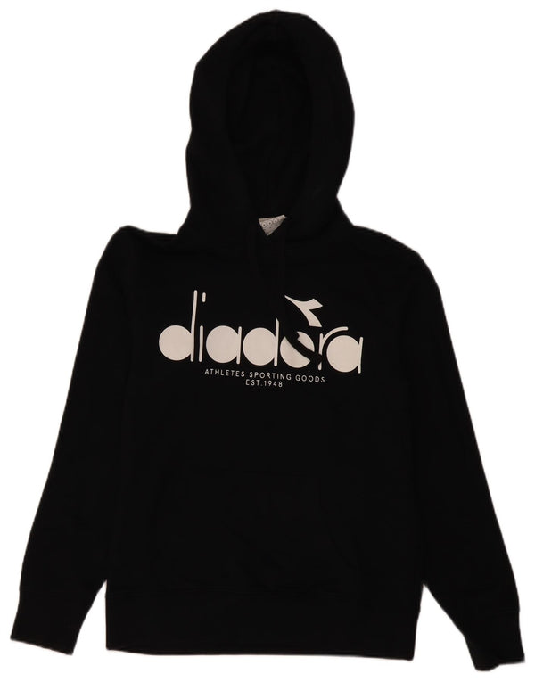 Diadora Mens Graphic Hoodie Jumper Medium Black Cotton