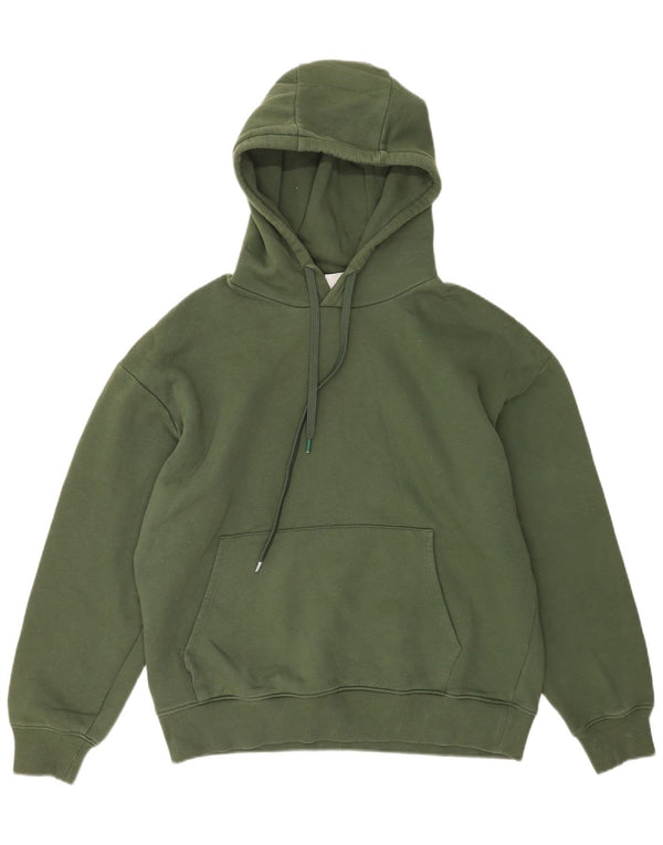 Zara Mens Hoodie Jumper Large Green Cotton