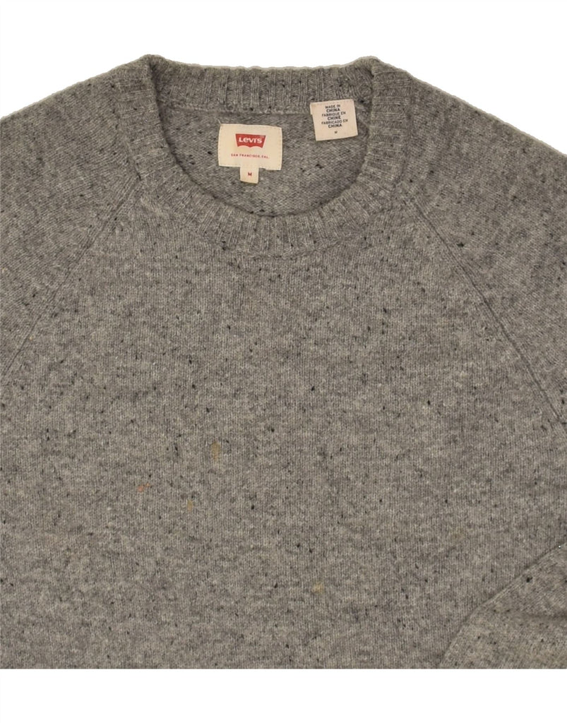 LEVI'S Mens Crew Neck Jumper Sweater Medium Grey Flecked Wool | Vintage Levi's | Thrift | Second-Hand Levi's | Used Clothing | Messina Hembry 