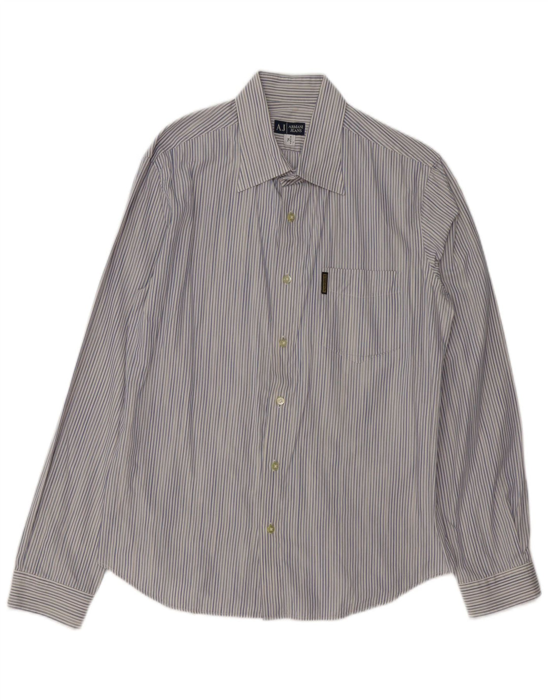 ARMANI JEANS Mens Shirt XL Blue Striped Cotton