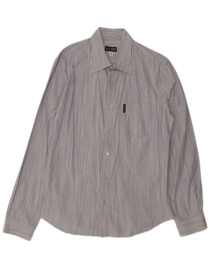 ARMANI JEANS Mens Shirt XL Blue Striped Cotton