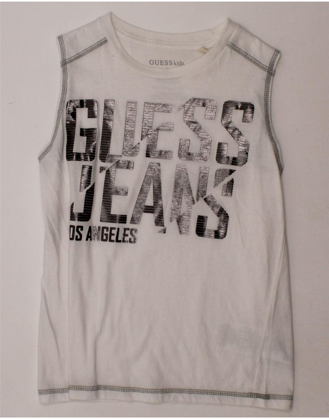 GUESS Girls Graphic Vest Top 7-8 Years White Cotton Vintage Guess and Second-Hand Guess from Messina Hembry 