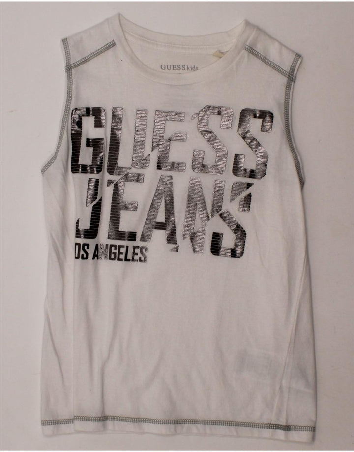 GUESS Girls Graphic Vest Top 7-8 Years White Cotton Vintage Guess and Second-Hand Guess from Messina Hembry 