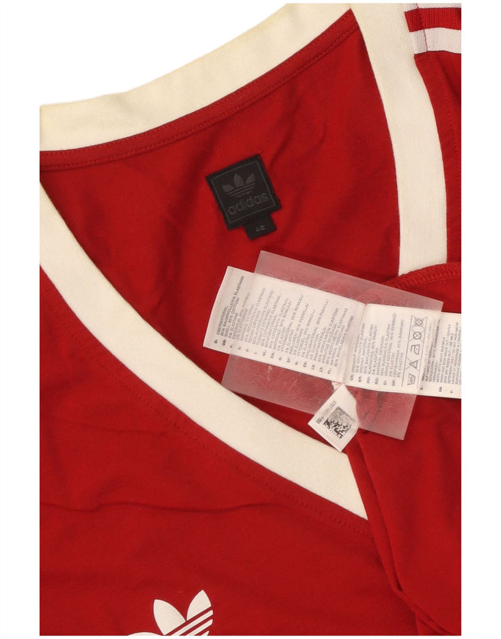 Adidas Womens T-Shirt Top IT 42 Medium Red Cotton