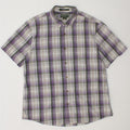 EDDIE BAUER Mens Classic Fit Short Sleeve Shirt XL Purple Check