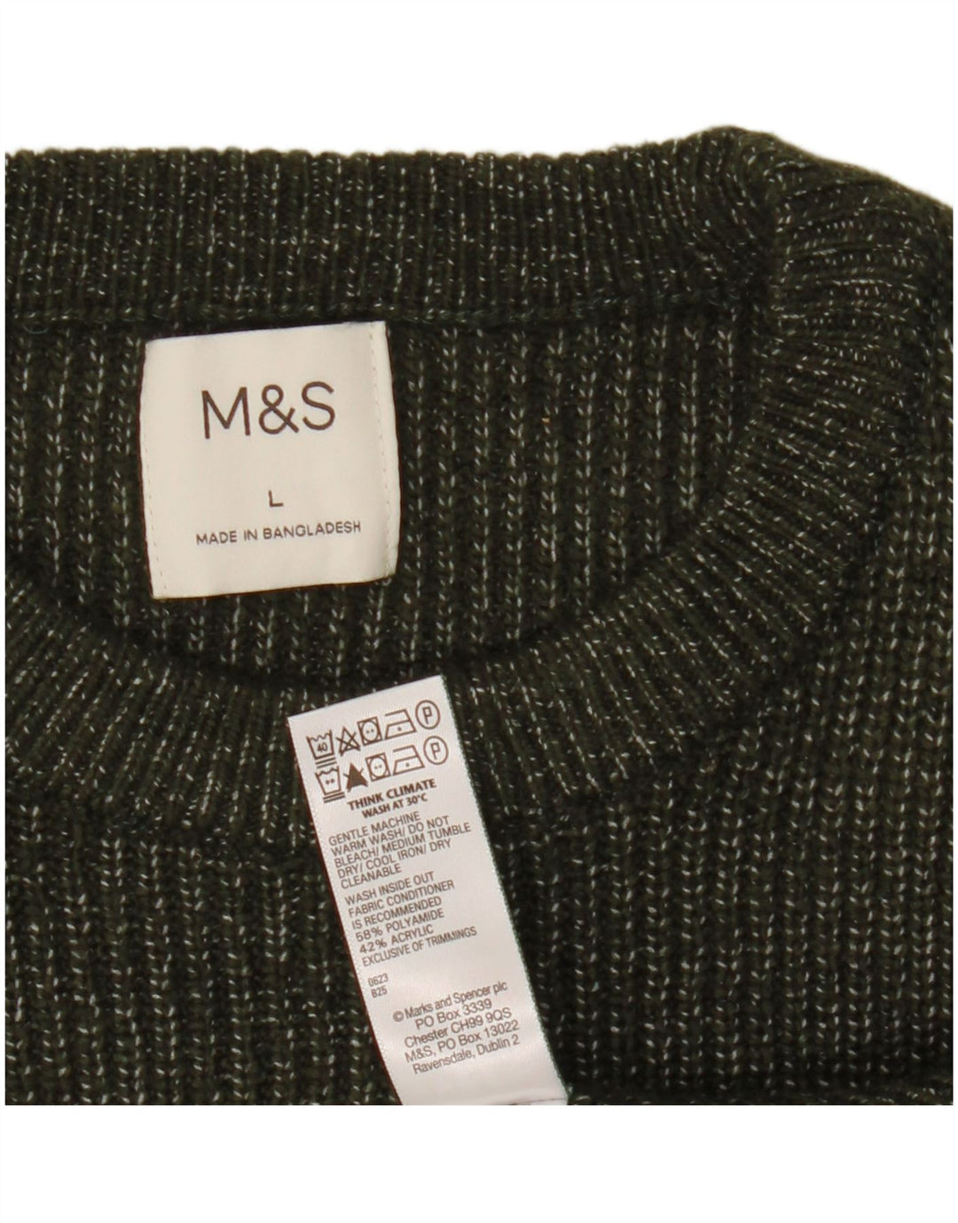 Marks & Spencer Mens Crew Neck Jumper Sweater Large Khaki Polyamide